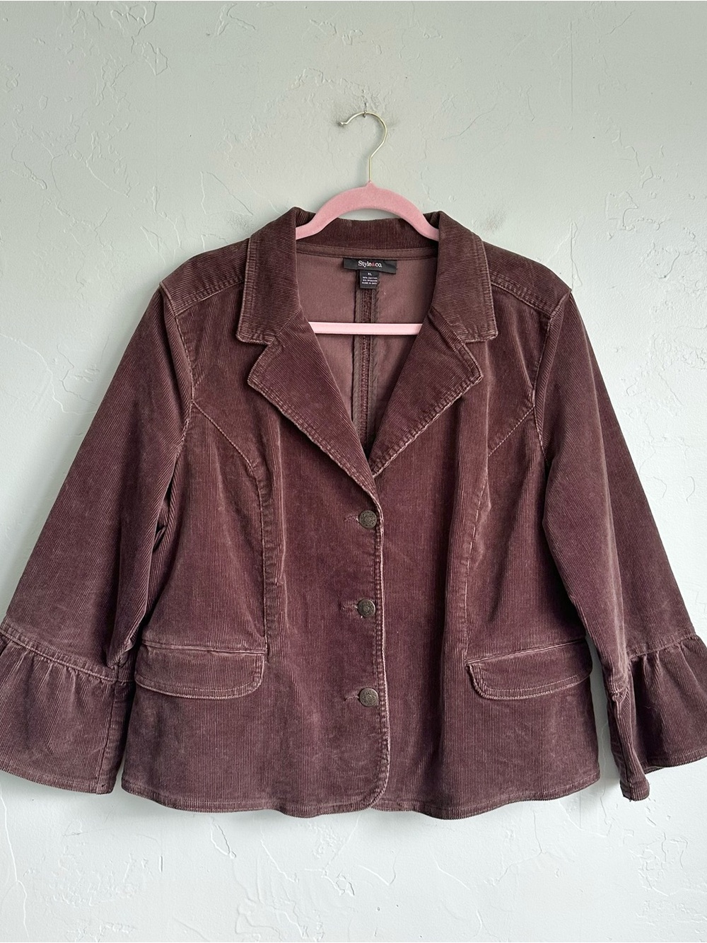 Style & Co. Chocolate Brown Corduroy Blazer Jacket